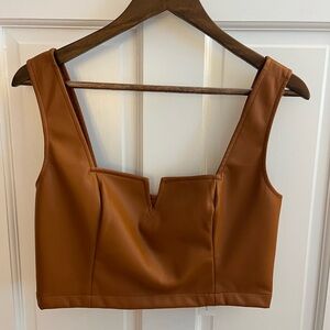 NWT Maeve Faux Leather Crop Top